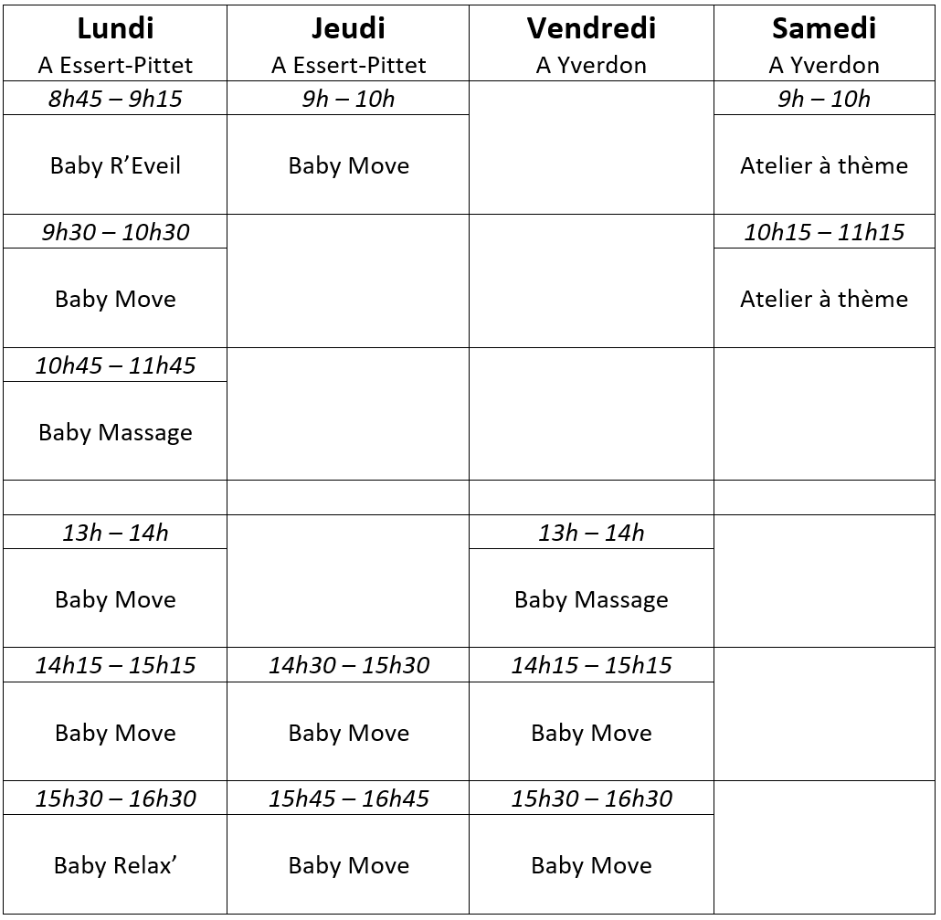 Horaires dès fév